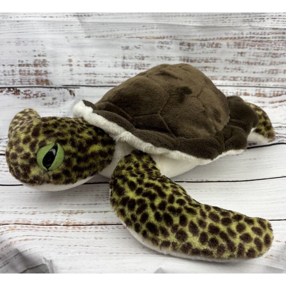 Wild Republic Green Sea Turtle Cuddlekins Stuffed Animal - 15" EUC‎ Soft Cuddly